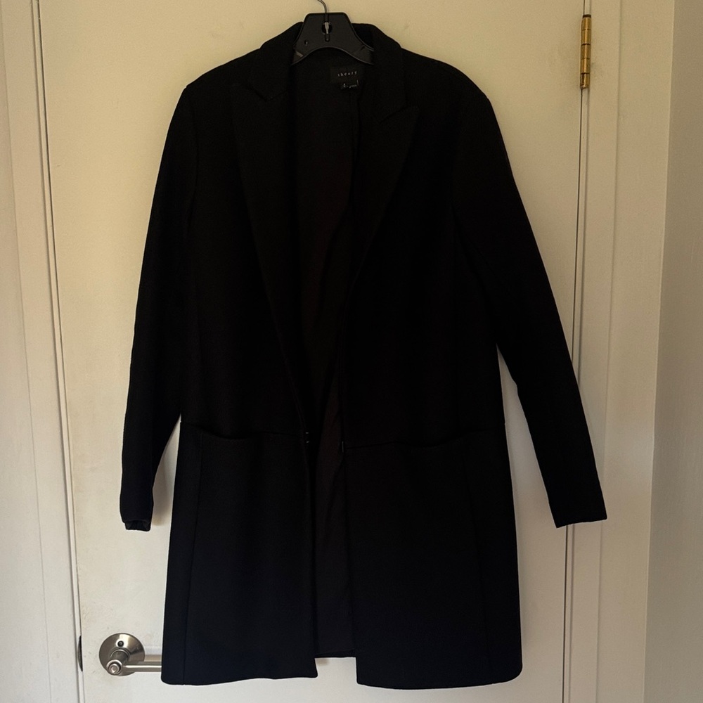 Theory Black Women's Reefer Style Wool Coat